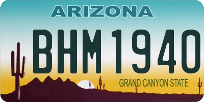 AZ license plate BHM1940