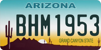 AZ license plate BHM1953