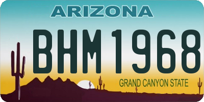 AZ license plate BHM1968