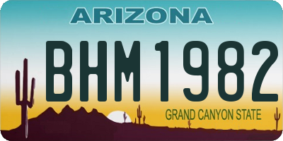 AZ license plate BHM1982