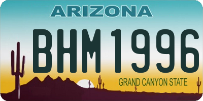 AZ license plate BHM1996