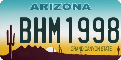 AZ license plate BHM1998
