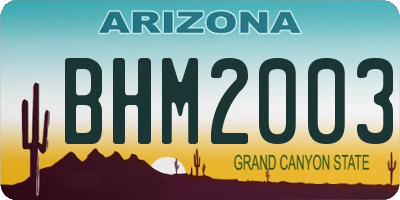 AZ license plate BHM2003