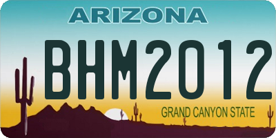AZ license plate BHM2012