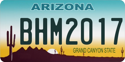 AZ license plate BHM2017