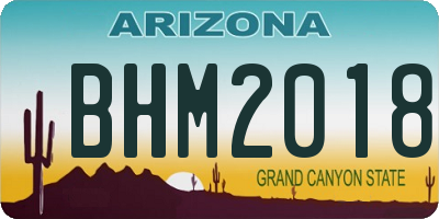 AZ license plate BHM2018