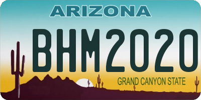 AZ license plate BHM2020