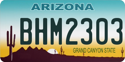 AZ license plate BHM2303