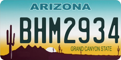 AZ license plate BHM2934