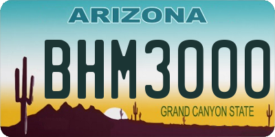 AZ license plate BHM3000