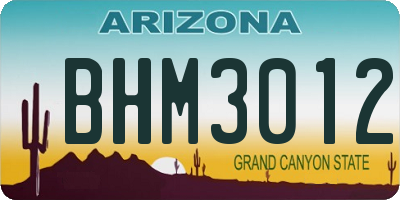 AZ license plate BHM3012