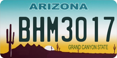 AZ license plate BHM3017
