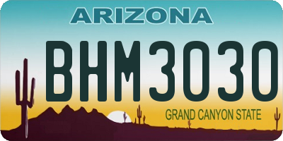 AZ license plate BHM3030