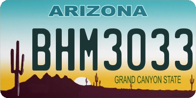 AZ license plate BHM3033