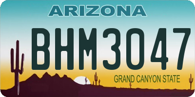 AZ license plate BHM3047