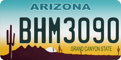 AZ license plate BHM3090