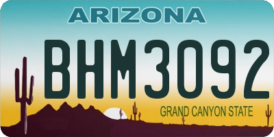 AZ license plate BHM3092