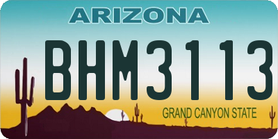 AZ license plate BHM3113