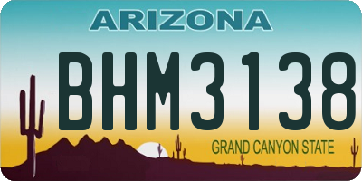 AZ license plate BHM3138