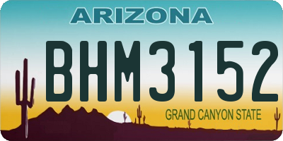 AZ license plate BHM3152