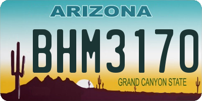 AZ license plate BHM3170