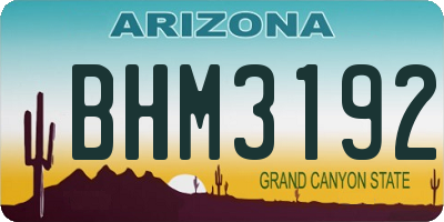 AZ license plate BHM3192