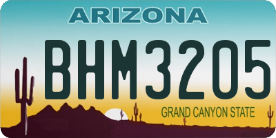 AZ license plate BHM3205