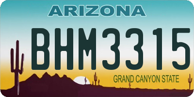 AZ license plate BHM3315