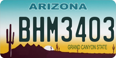 AZ license plate BHM3403