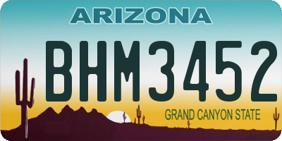 AZ license plate BHM3452