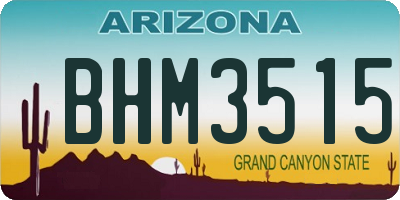AZ license plate BHM3515