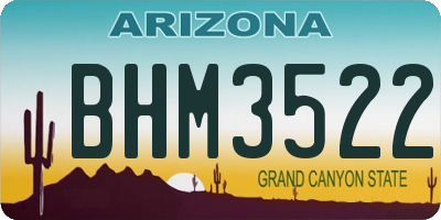 AZ license plate BHM3522