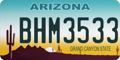 AZ license plate BHM3533