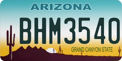 AZ license plate BHM3540