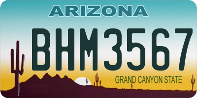 AZ license plate BHM3567