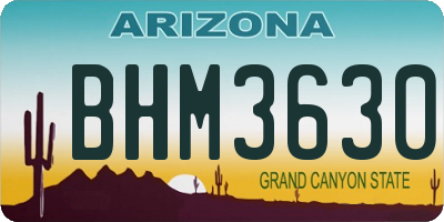 AZ license plate BHM3630