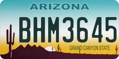 AZ license plate BHM3645