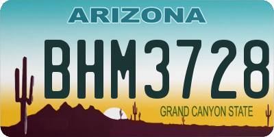AZ license plate BHM3728