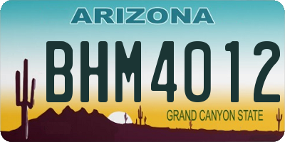 AZ license plate BHM4012