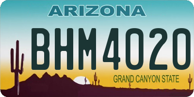 AZ license plate BHM4020