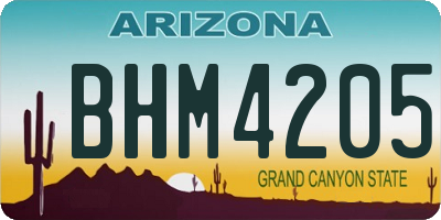 AZ license plate BHM4205