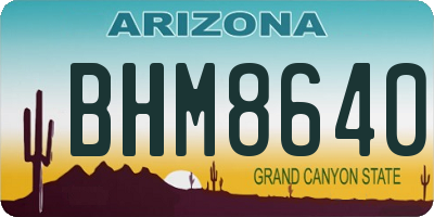 AZ license plate BHM8640