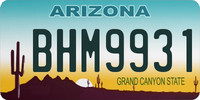 AZ license plate BHM9931