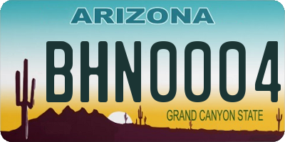 AZ license plate BHN0004