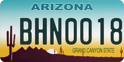 AZ license plate BHN0018