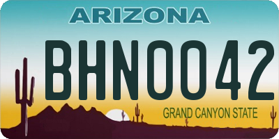 AZ license plate BHN0042