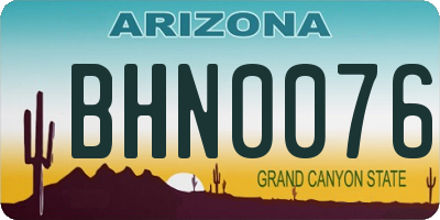 AZ license plate BHN0076