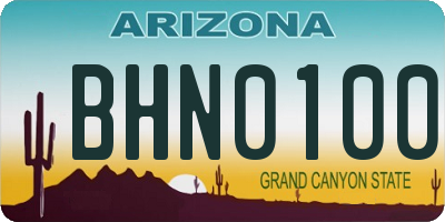 AZ license plate BHN0100