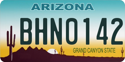 AZ license plate BHN0142