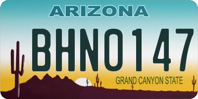 AZ license plate BHN0147